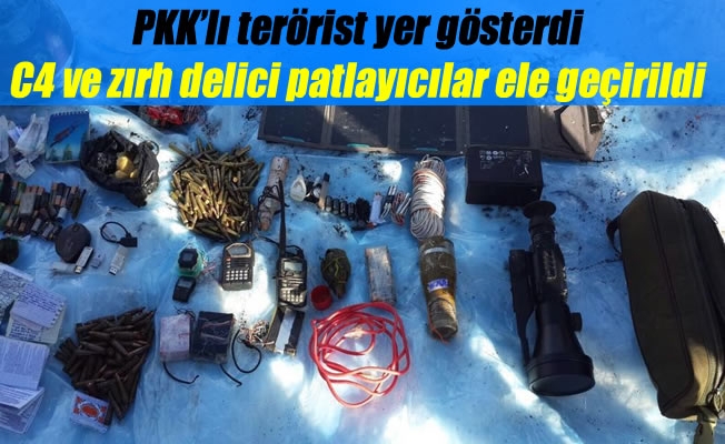 PKK’lı terörist yer gösterdi, C4 ve zırh delici patlayıcılar ele geçirildi PKK’lı terörist yer gösterdi, C4 ve zırh delici patlayıcılar ele geçirildi