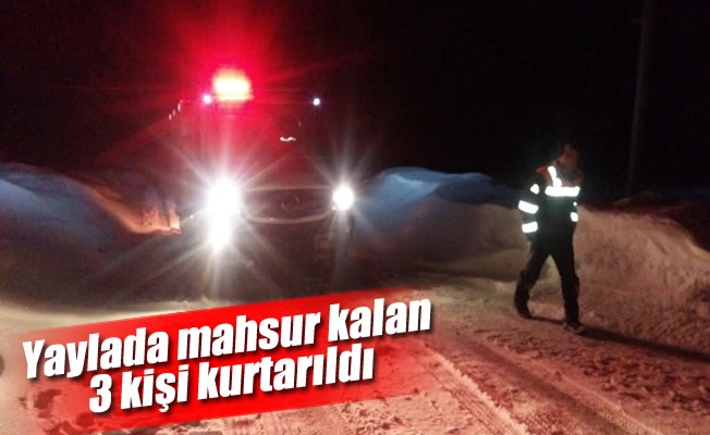 Yaylada mahsur kalan 3 kişi kurtarıldı Yaylada mahsur kalan 3 kişi kurtarıldı