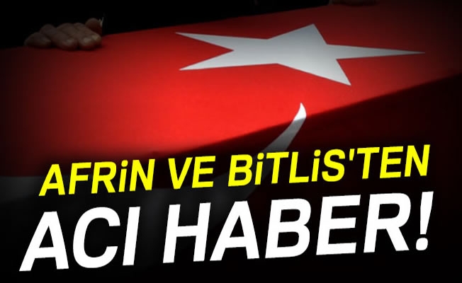 Afrin ve Bitlis'ten acı haber geldi