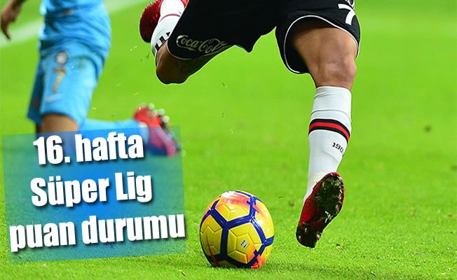16. hafta Süper Lig puan durumu