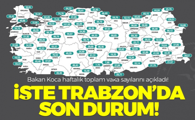 İllere göre haftalık vaka sayıları açıklandı! İşte Trabzon son durum...