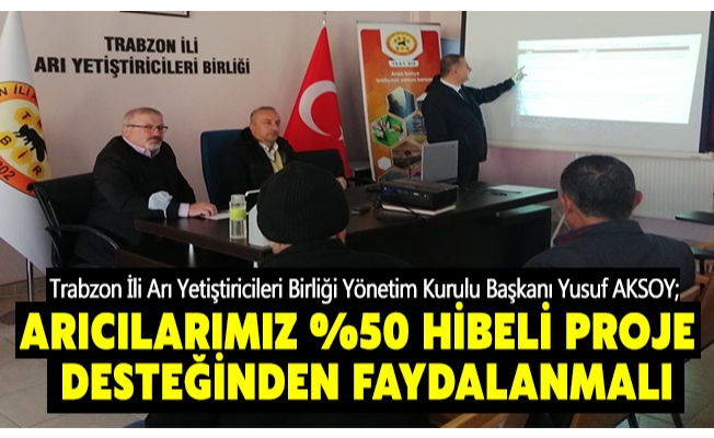Trabzon İli Arı Yetiştiricileri Birliği Yönetim Kurulu Başkanı Yusuf AKSOY; Arıcılarımız %50 hibeli proje desteğinden faydalanmalı.