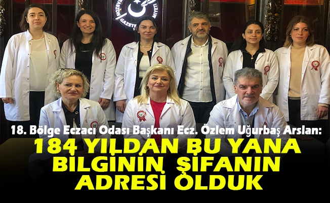 18. Bölge Trabzon Eczacı Odası Başkanı Ecz. Özlem Uğurbaş Arslan, Bilimsel Eczacılığın 184’üncü Yıl Dönümü Kutlu Olsun